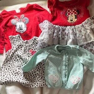 Disney Minnie Mouse Red and Mint Baby Outfit Set